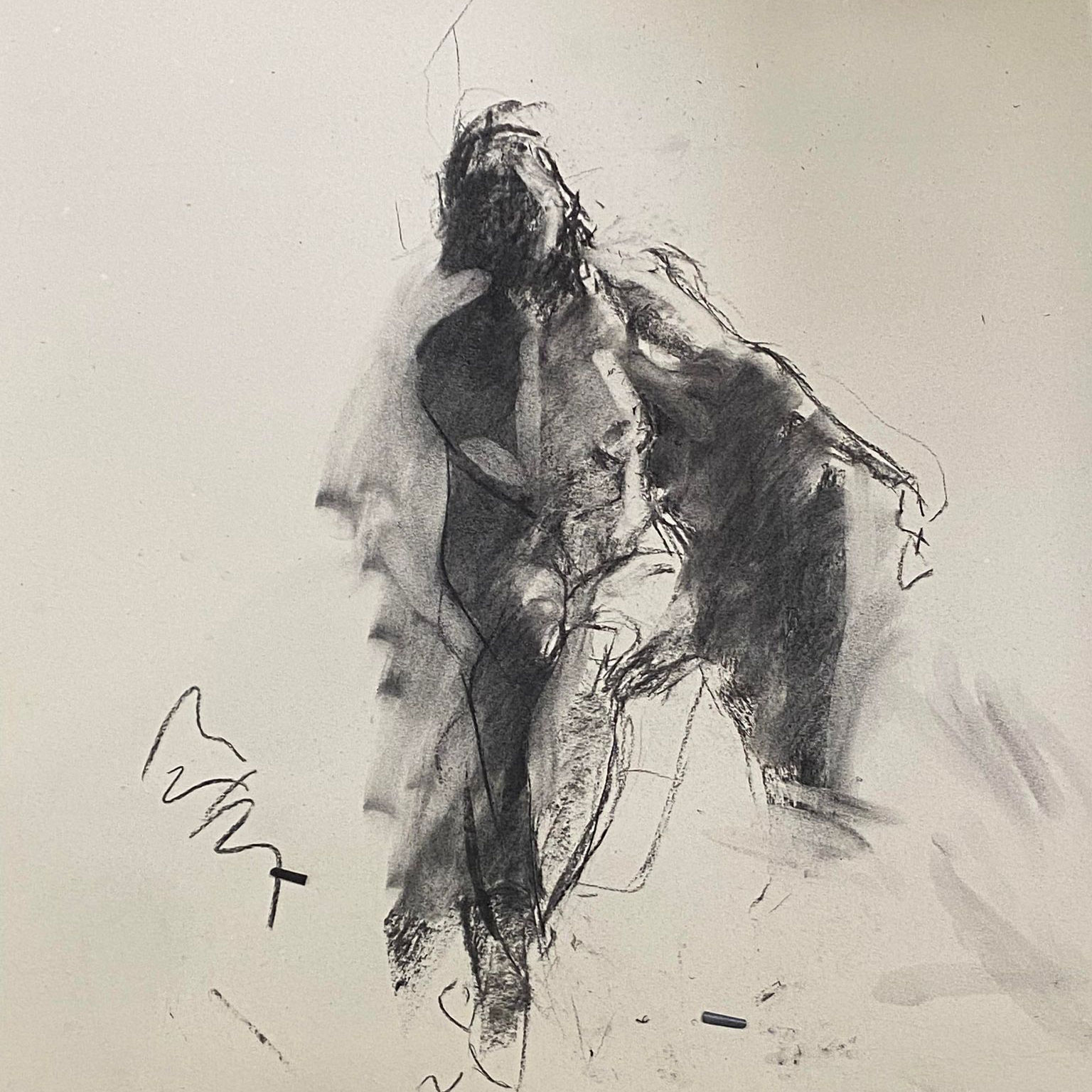 Nude drawing by charcoal