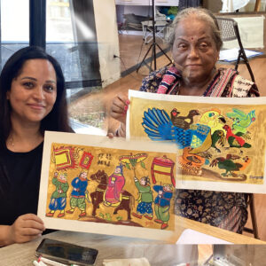 Pranati and mother at art tutor hanoi