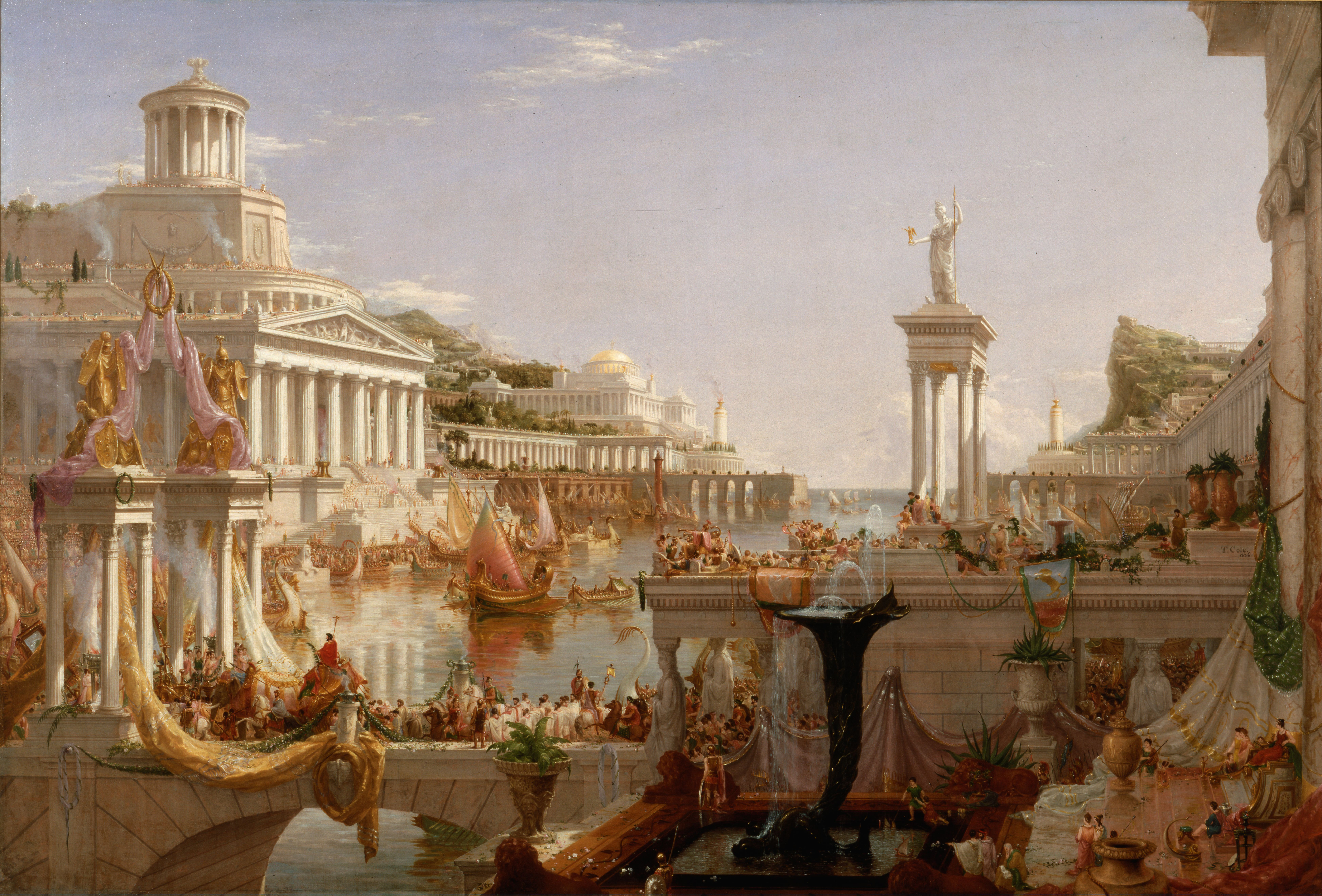 cole_thomas_the_consummation_the_course_of_the_empire_1836 Fall of the Roman Empire in painting: Thomas Cole, The Course of Empire, The Consummation of Empire, 1835–1836, The Metropolitan Museum of Art, New York, NY, USA. Wikimedia Commons (public domain).