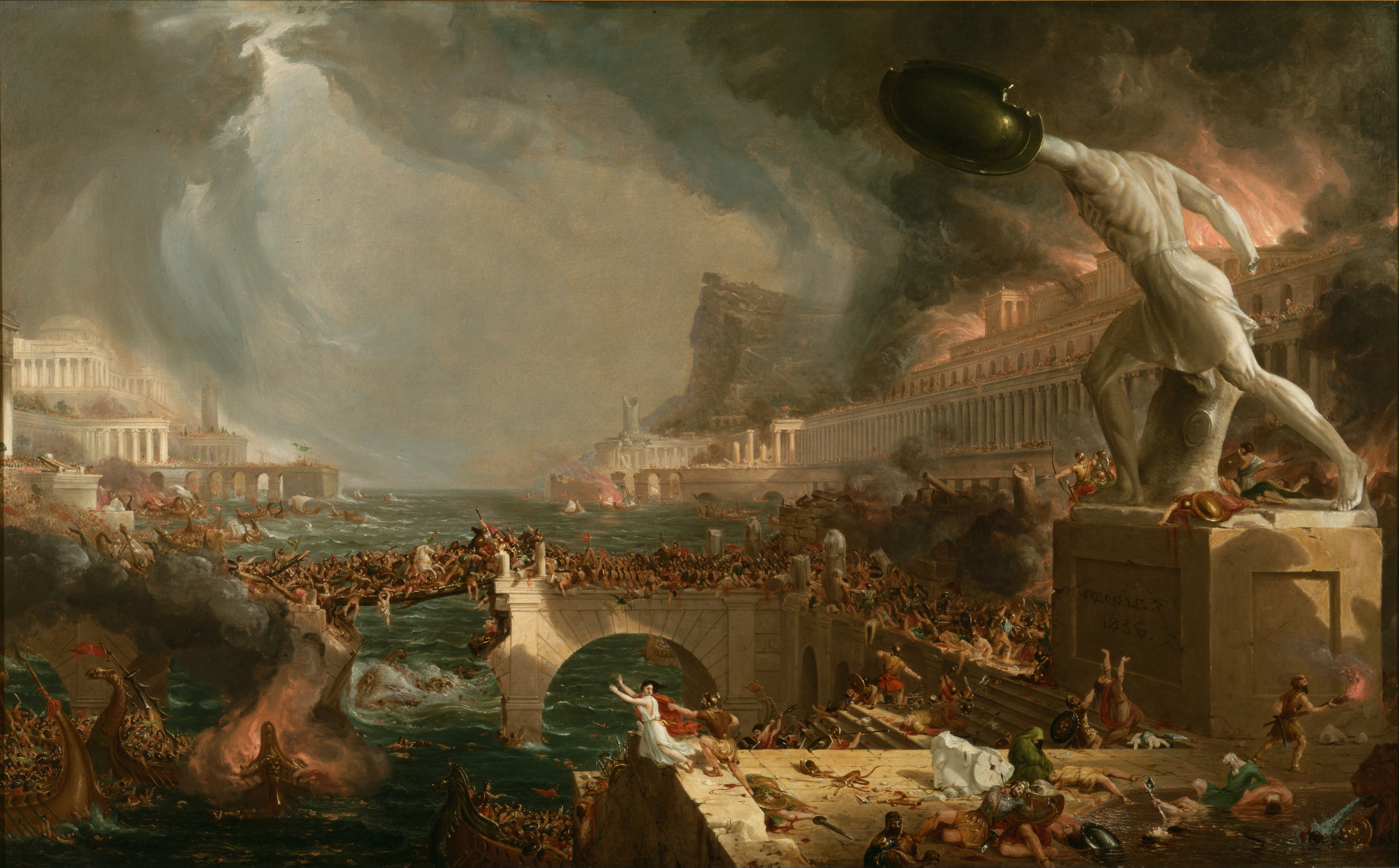 cole_thomas_the_course_of_empire_destruction_1836 Fall of the Roman Empire in painting: Thomas Cole, The Course of Empire, Destruction, 1836, The Metropolitan Museum of Art, New York, NY, USA.